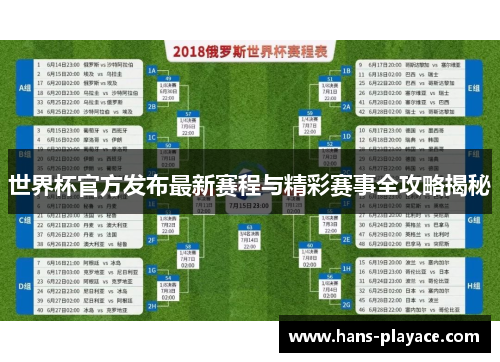 世界杯官方发布最新赛程与精彩赛事全攻略揭秘